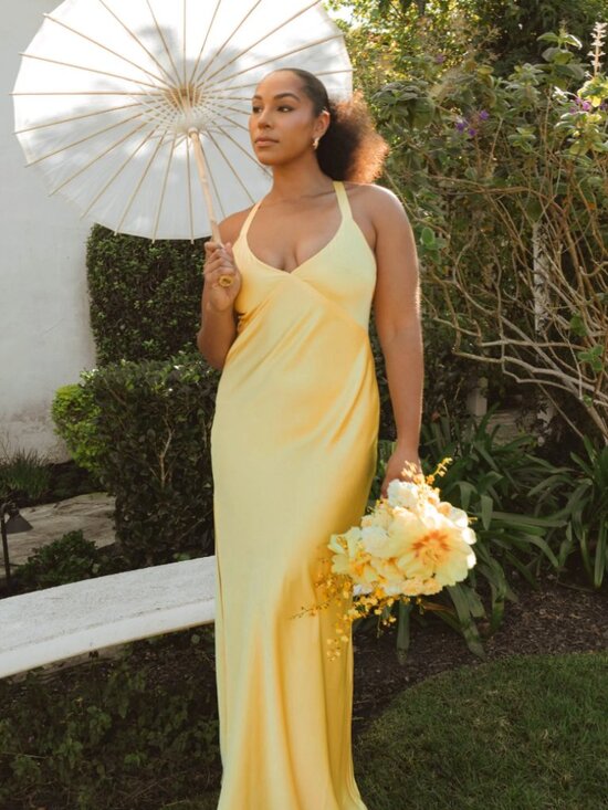 Show Me Your MuMu Dresses & Skirts - Show Me Your Mumu Anderson Maxi Dress Yellow Luxe Satin Bridesmaid